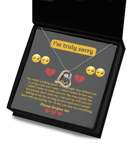 Apology Gift for Girlfriend, Wife, Soulmate - Sorry, Make You Cry - Love Dancing Heart Pendant Necklace - Mallard Moon Gift Shop