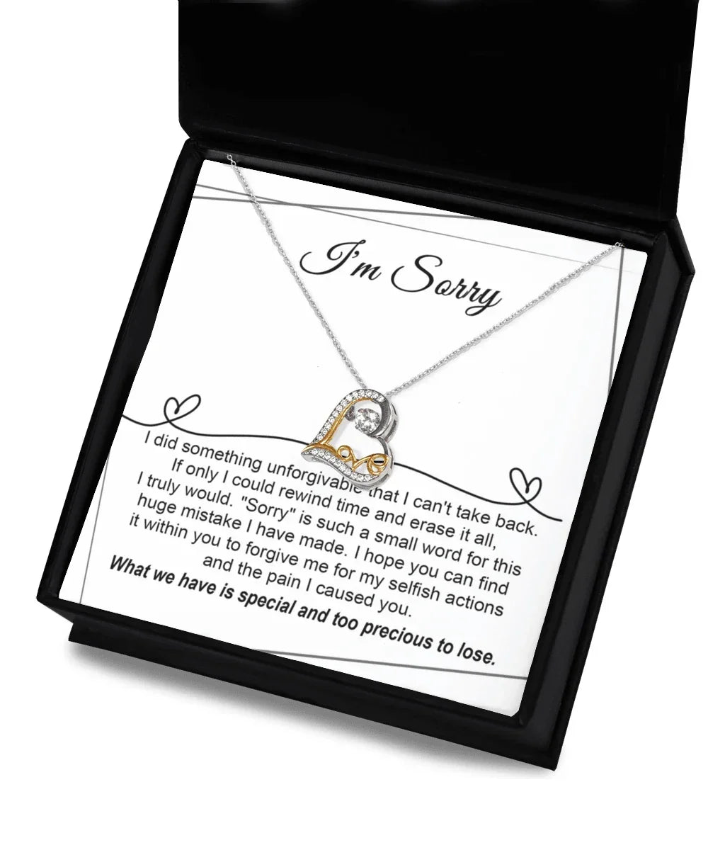 Apology Gift for Girlfriend, Wife, Soulmate - I'm Sorry, Forgive Me for the Pain I Caused You - Love Heart Pendant Necklace