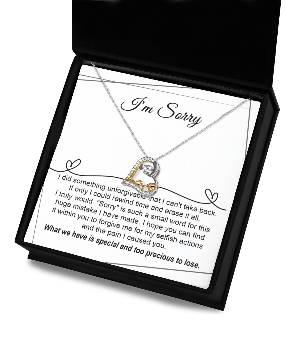 Apology Gift for Girlfriend, Wife, Soulmate - I'm Sorry, Forgive Me for the Pain I Caused You  - Love Heart Pendant Necklace - Mallard Moon Gift Shop