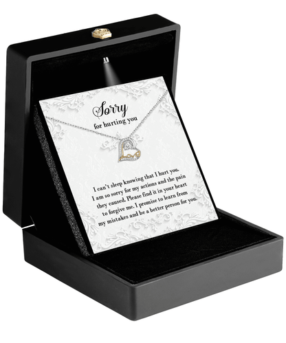 Apology Gift for Girlfriend, Wife, Soulmate - Sorry, Can’t Sleep - Love Dancing Heart Pendant Necklace - Mallard Moon Gift Shop