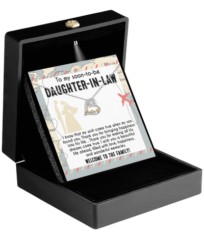 To My Soon-to-be Daughter-in-law Welcome to the Family Wedding Gift Love Dancing Heart Pendant Necklace - Mallard Moon Gift Shop