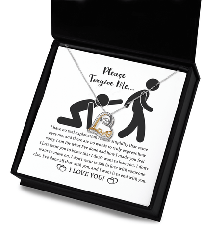 Apology Gift for Girlfriend, Wife, Soulmate - Sorry, Made You Feel - Love Dancing Heart Pendant Necklace - Mallard Moon Gift Shop