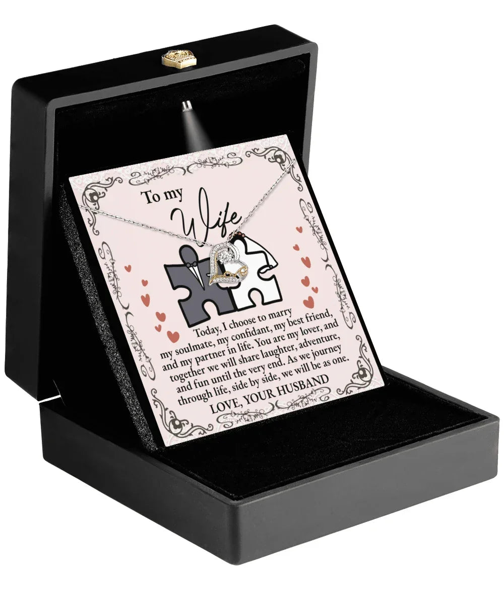 Wife Wedding Day Gift We Will Be As One Love Dancing Heart Pendant Necklace Bride Gift from Groom