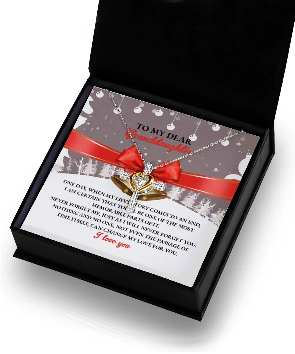 To My Dear Granddaughter – Faith & Love Cross Dancing Necklace Gift with Heartfelt Message Card