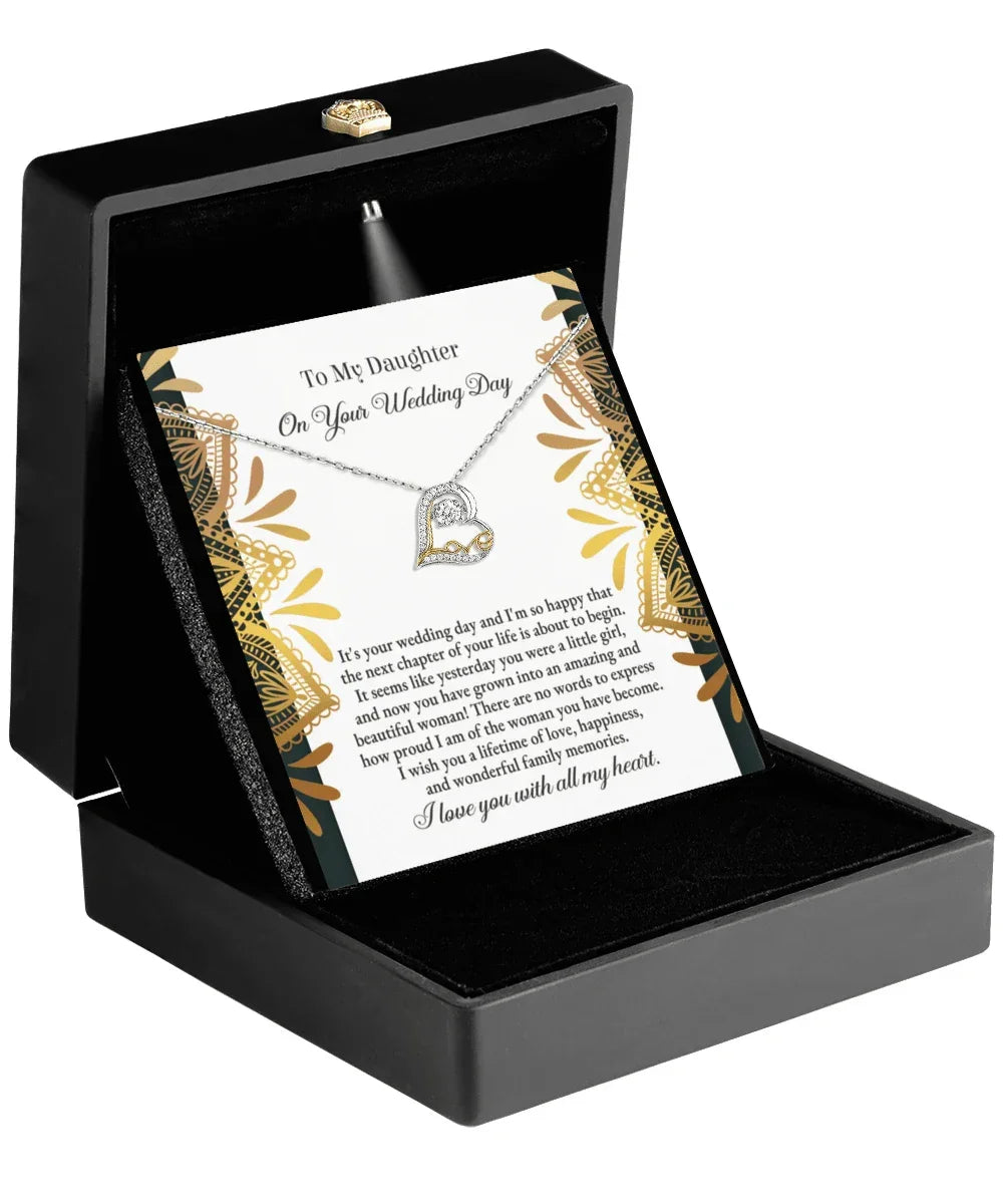 Daughter Wedding Day Gift - A Little Girl - Love Dancing Heart Pendant Necklace