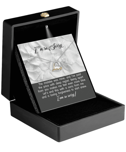 Apology Gift for Girlfriend, Wife, Soulmate - Sorry, With Deep Regret - Love Dancing Heart Pendant Necklace - Mallard Moon Gift Shop