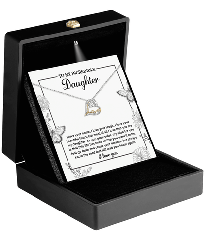 Gift for Daughter with Inspirational Message -I Love Your Smile - Lead You Home Love Heart Necklace - Mallard Moon Gift Shop