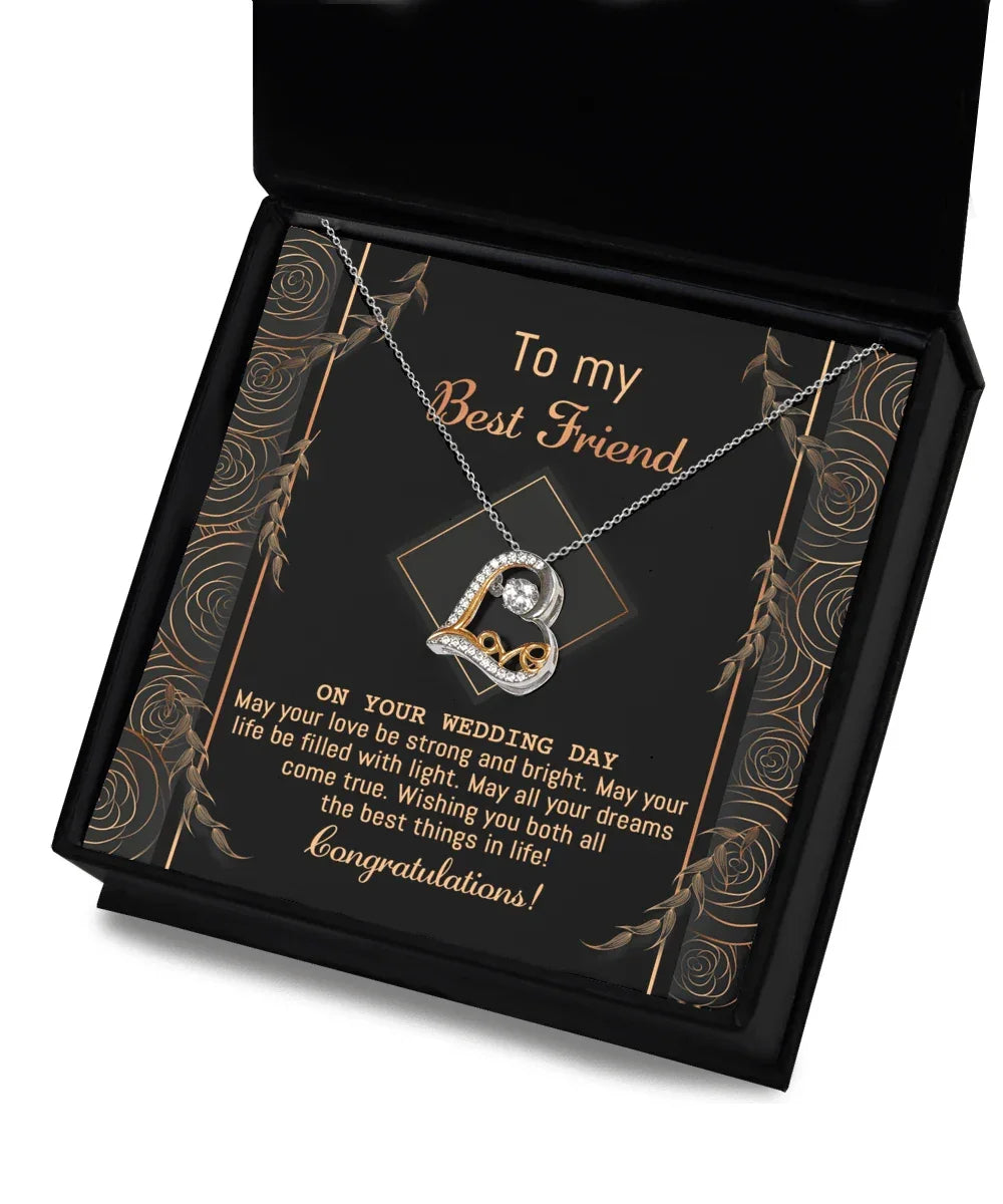 Gift for Best Friend Wedding - Strong And Bright - Wedding Day Gift Love Dancing Heart Pendant Necklace