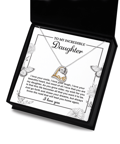 Gift for Daughter with Inspirational Message -I Love Your Smile - Lead You Home Love Heart Necklace - Mallard Moon Gift Shop