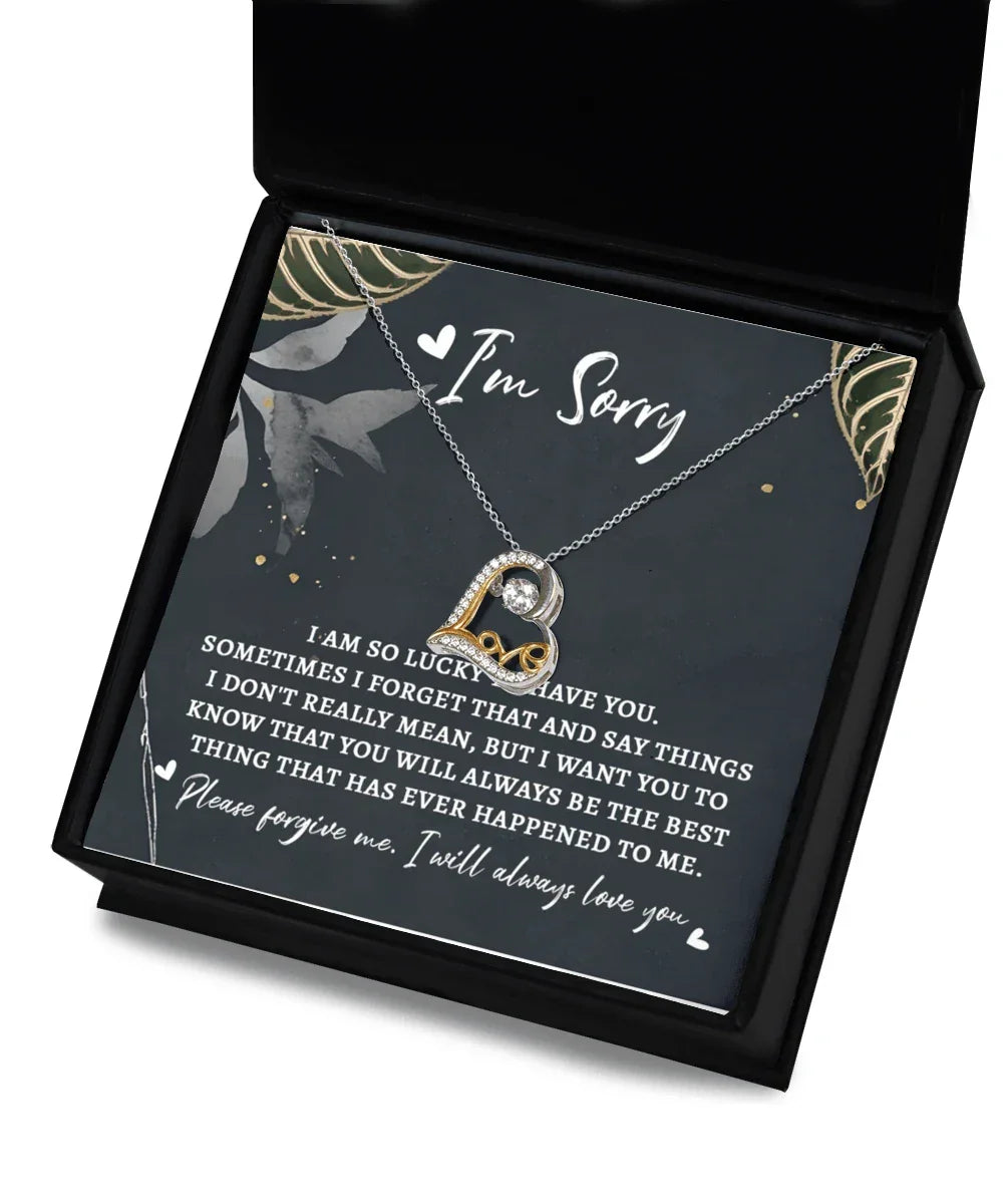 Apology Gift for Girlfriend, Wife, Soulmate - Sorry, The Best Thing - Love Dancing Heart Pendant Necklace