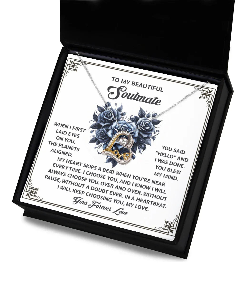 To My Beautiful Soulmate - Love Dancing Heart Necklace – A Romantic Gift to Celebrate Endless Love and Devotion