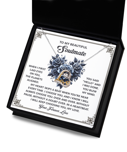 To My Beautiful Soulmate - Love Dancing Heart Necklace – A Romantic Gift to Celebrate Endless Love and Devotion - Mallard Moon Gift Shop