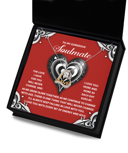 To My Gorgeous Soulmate - Love Dancing Heart Necklace – A Romantic Gift to Celebrate Everlasting Love - Mallard Moon Gift Shop