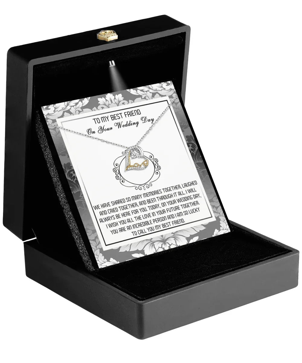 Best Friend Wedding Day Gift - An Incredible Person - Love Dancing Heart Pendant Necklace