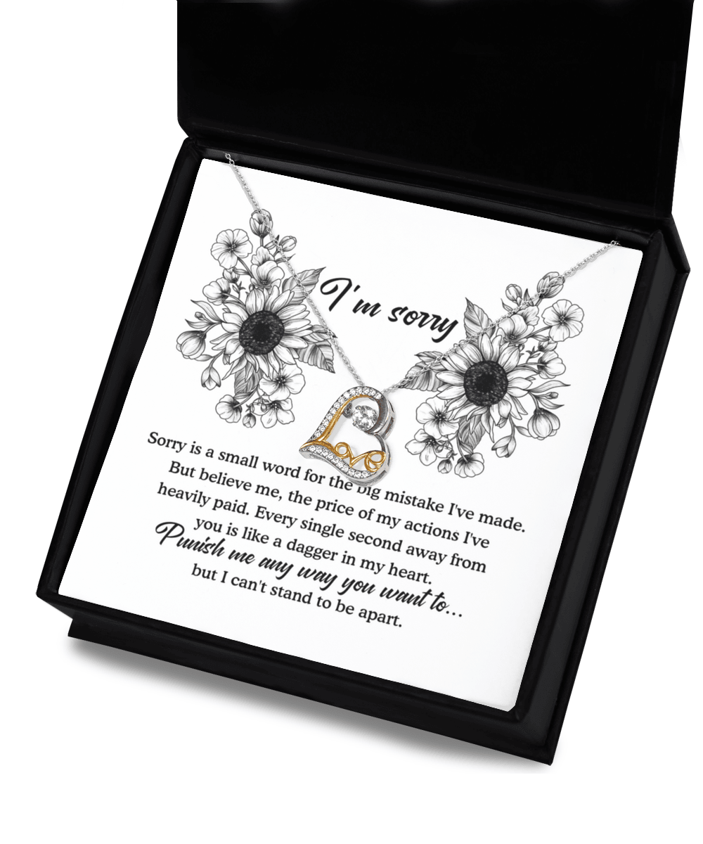 Apology Gift - Sorry is a Small Word for the Big Mistake - Love Dancing Heart Pendant Necklace - Mallard Moon Gift Shop
