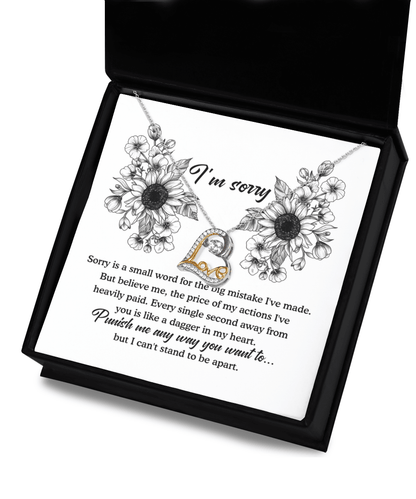 Apology Gift - Sorry is a Small Word for the Big Mistake - Love Dancing Heart Pendant Necklace - Mallard Moon Gift Shop