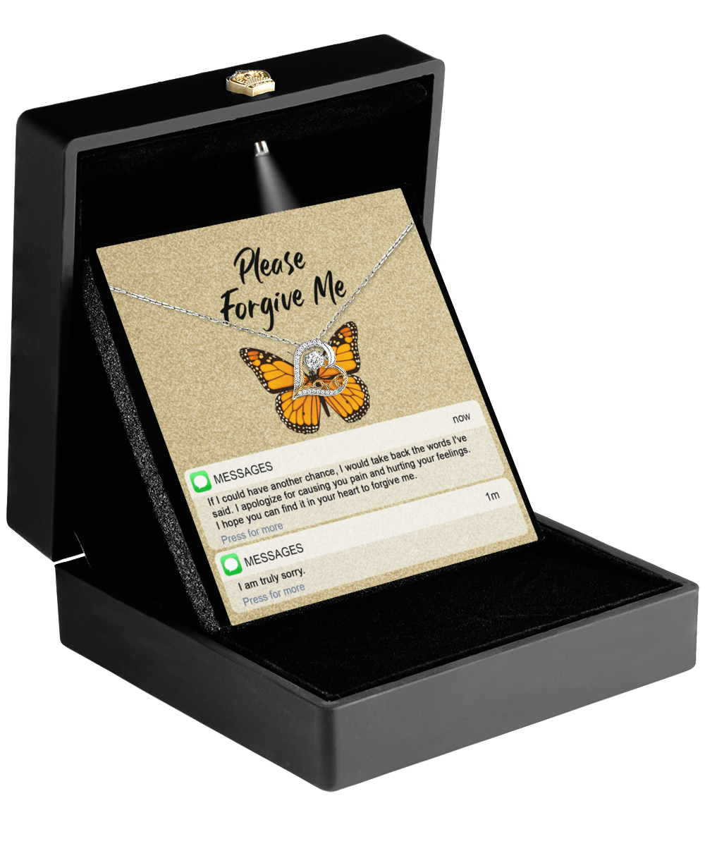 Apology Gift for Girlfriend, Wife, Soulmate - Sorry, In Your Heart - Love Heart Pendant Necklace - Mallard Moon Gift Shop