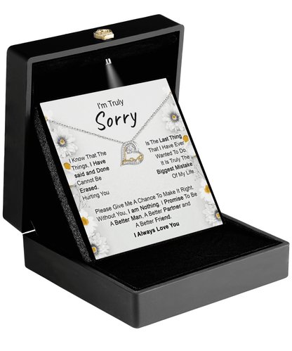 Apology Gift for Girlfriend, Wife, Soulmate - I’m Truly Sorry - Love Dancing Heart Pendant Necklace - Mallard Moon Gift Shop