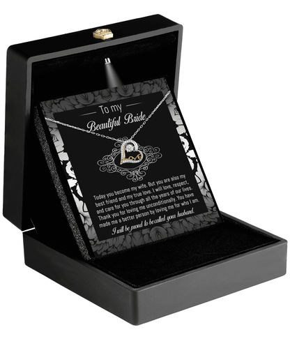 Bride Wedding Day Gift - My True Love - Love Dancing Heart Pendant Necklace - Mallard Moon Gift Shop