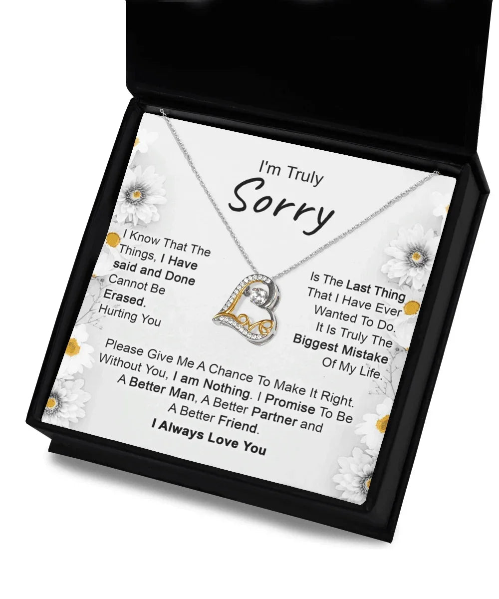 Apology Gift for Girlfriend, Wife, Soulmate - I’m Truly Sorry - Love Dancing Heart Pendant Necklace