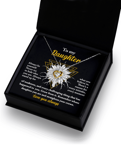 Daughter Gift for Birthday, Christmas Graduation - Be Yourself - Love Dancing Cross Pendant Necklace - Mallard Moon Gift Shop