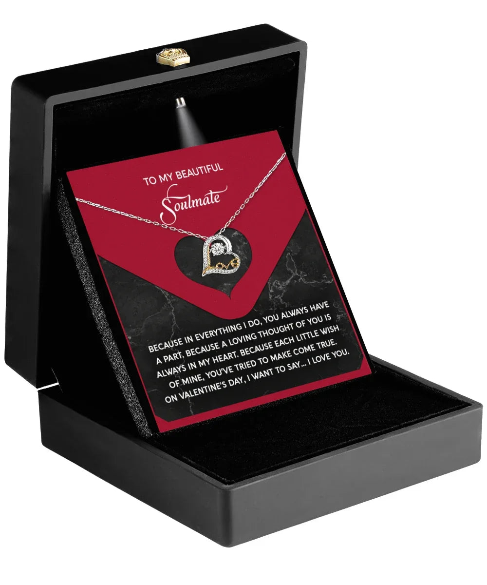 To My Beautiful Soulmate - Love Dancing Heart Necklace – A Romantic Valentine’s Day Gift Full of Love and Gratitude