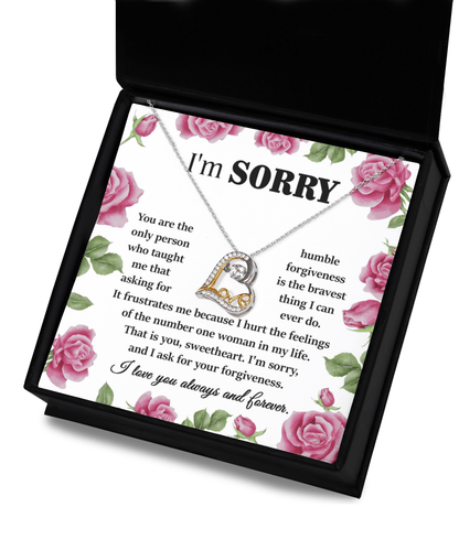 Apology Gift for Girlfriend, Wife, Soulmate-Sorry, Your Forgiveness-Love Dancing Heart Pendant Necklace - Mallard Moon Gift Shop