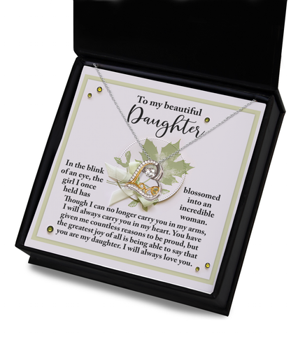 Daughter Birthday, Graduation, Christmas Inspirational Gift  - Incredible Woman - Love Dancing Heart Pendant Necklace - Mallard Moon Gift Shop