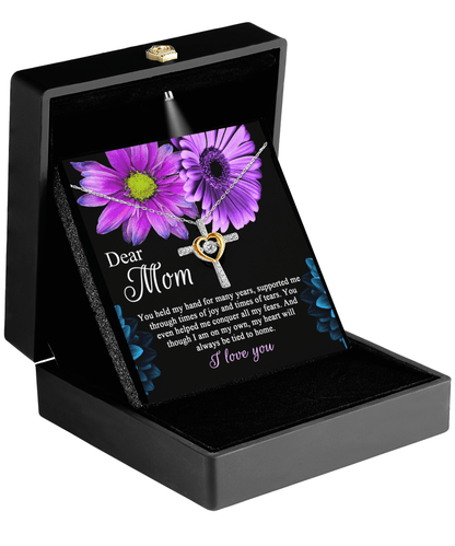 Dear Mom You Held My Hand Through the Years Cross Pendant Necklace - Mallard Moon Gift Shop
