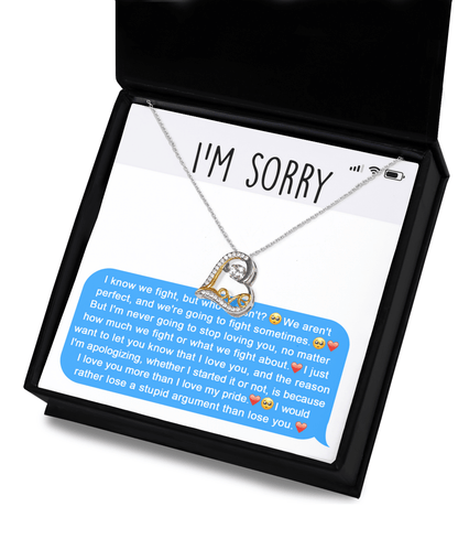 Apology Gift for Girlfriend, Wife, Soulmate - Sorry, Stupid Argument - Love Dancing Heart Pendant Necklace - Mallard Moon Gift Shop
