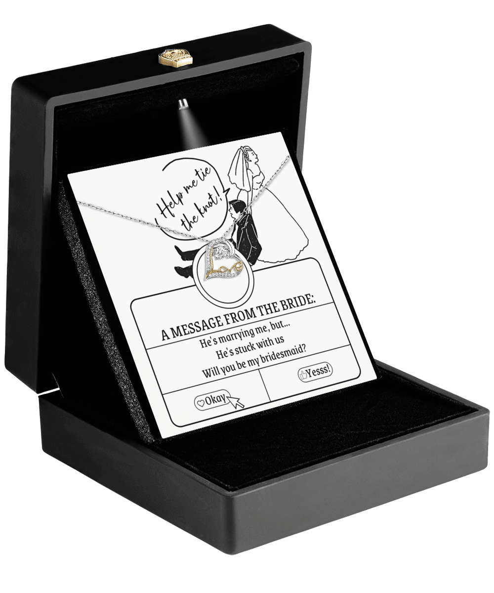 Bridesmaid Proposal Wedding Invite Will You Be My Bridesmaid Love Heart Pendant Necklace - Mallard Moon Gift Shop