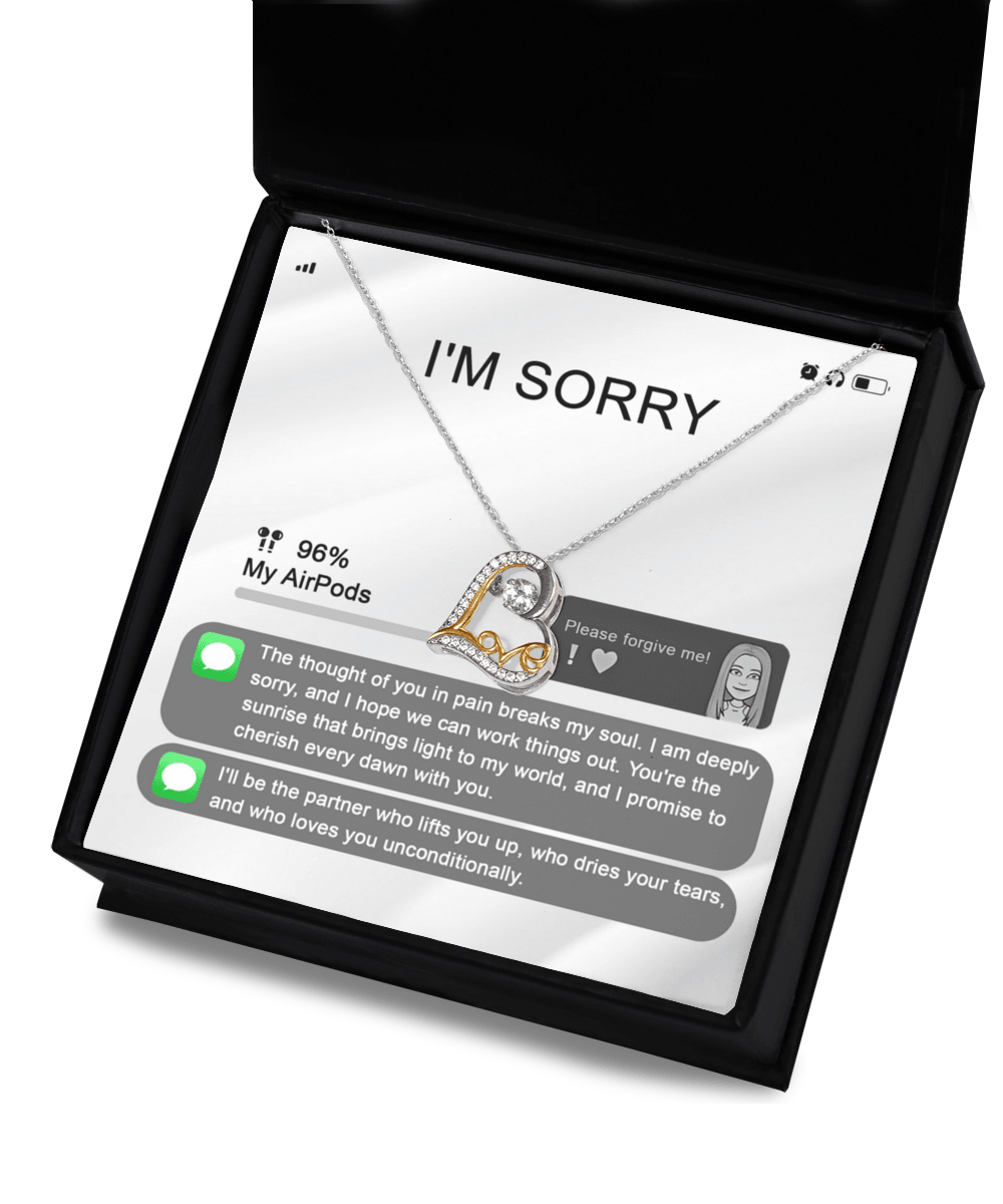 Apology Gift for Girlfriend, Wife, Soulmate - Sorry, Breaks My Soul - Love Heart Pendant Necklace - Mallard Moon Gift Shop