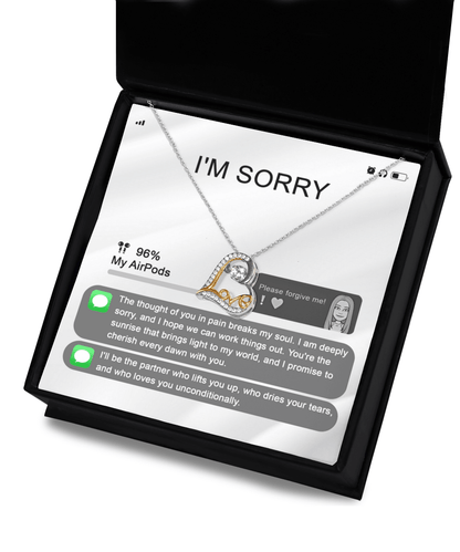 Apology Gift for Girlfriend, Wife, Soulmate - Sorry, Breaks My Soul - Love Heart Pendant Necklace - Mallard Moon Gift Shop