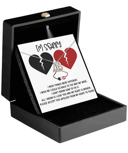 Apology Gift for Girlfriend, Wife, Soulmate - Sorry, Heart Is Broken - Love Dancing Heart Pendant Necklace - Mallard Moon Gift Shop