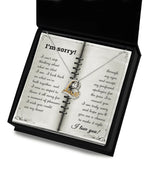 Apology Necklace for Girlfriend, Wife, or Soulmate – “I’m Sorry, What an Idiot” Love Dancing Heart Pendant with Message Card