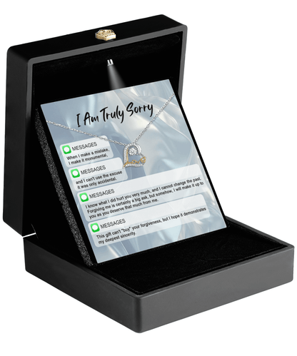 Apology Gift for Girlfriend, Wife, Soulmate - Sorry, Make A Mistake - Love Heart Pendant Necklace - Mallard Moon Gift Shop