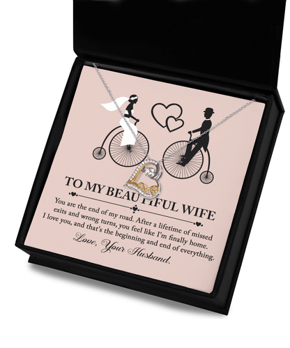 Wife Wedding Day Gift From Husband I am Finally Home Love Dancing Heart Pendant Necklace Gift for Bride from Groom - Mallard Moon Gift Shop