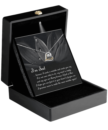 Apology Gift for Girlfriend, Wife, Soulmate - Sorry, Feel So Blue - Love Dancing Heart Pendant Necklace - Mallard Moon Gift Shop