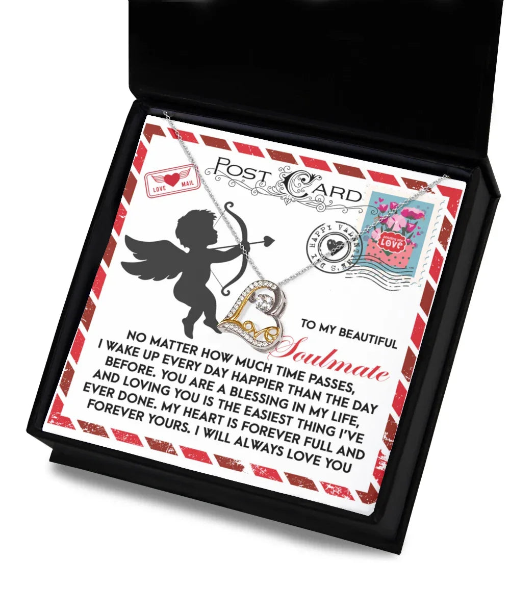 To My Beautiful Soulmate - Love Dancing Heart Necklace – A Heartwarming Valentine’s Day Gift to Express Eternal Love