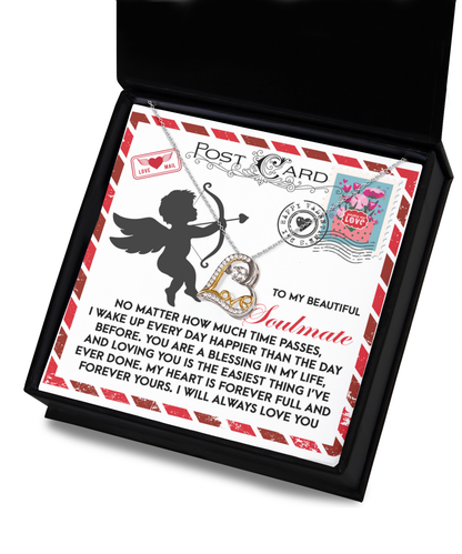 To My Beautiful Soulmate - Love Dancing Heart Necklace – A Heartwarming Valentine’s Day Gift to Express Eternal Love - Mallard Moon Gift Shop
