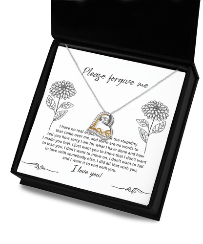Apology Gift for Girlfriend, Wife, Soulmate - Sorry, Real Explanation - Love Dancing Heart Pendant Necklace - Mallard Moon Gift Shop