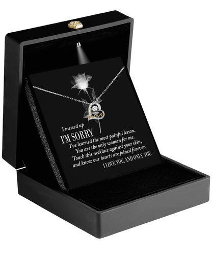 Apology Gift for Girlfriend, Wife, Soulmate - Sorry, Painful Lesson - Love Dancing Heart Pendant Necklace - Mallard Moon Gift Shop