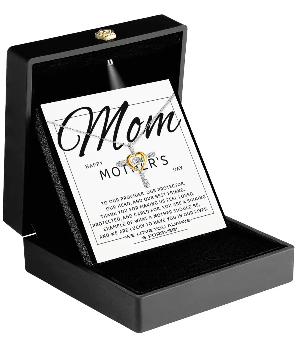Happy Mother's Day Mom, You are Our Best Friend Cross Pendant Necklace