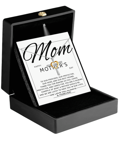 Happy Mother's Day Mom, You are Our Best Friend Cross Pendant Necklace - Mallard Moon Gift Shop