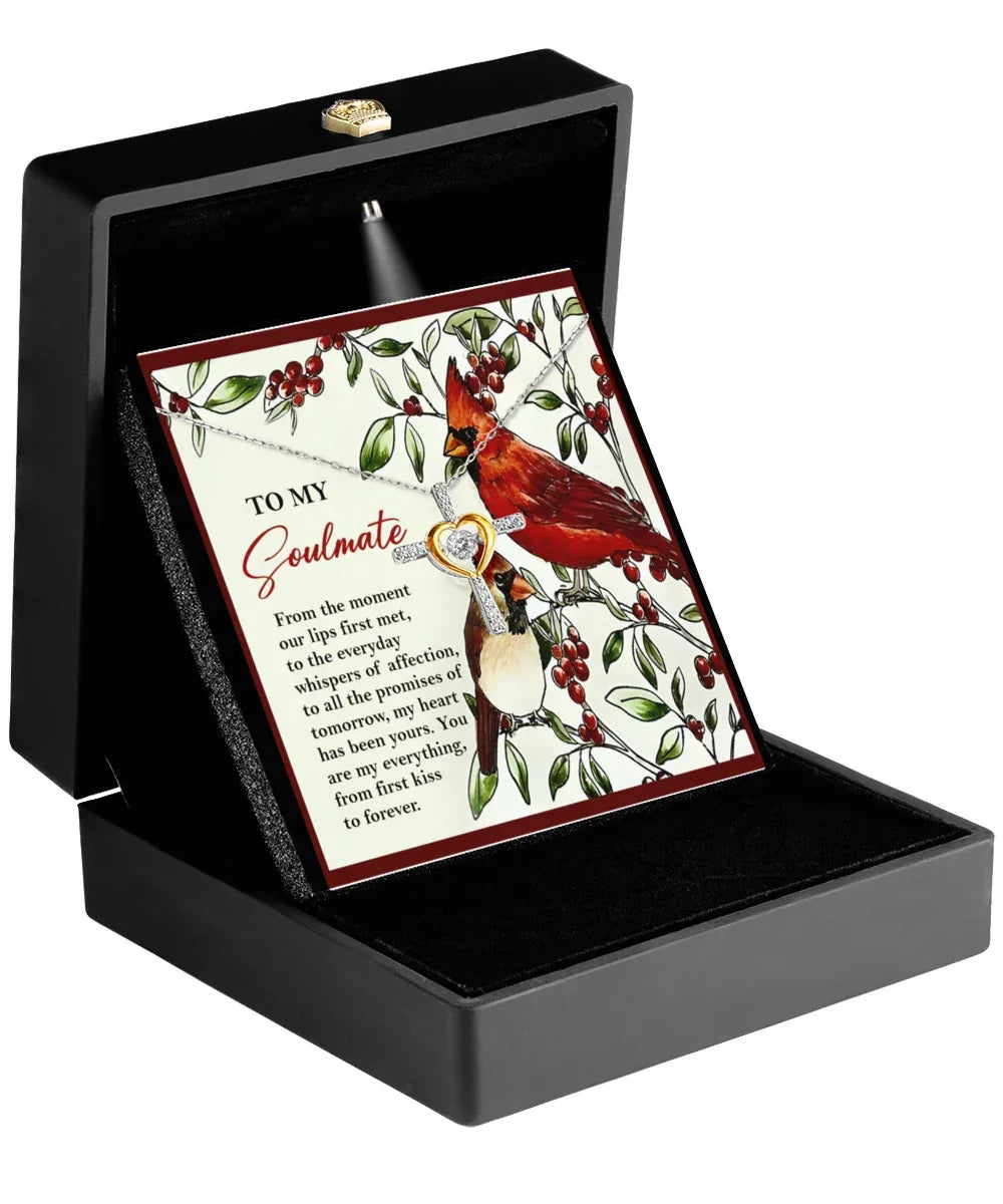 Soulmate, Wife, Girlfriend Romantic Gift - First Kiss - Dancing Cross Pendant Necklace