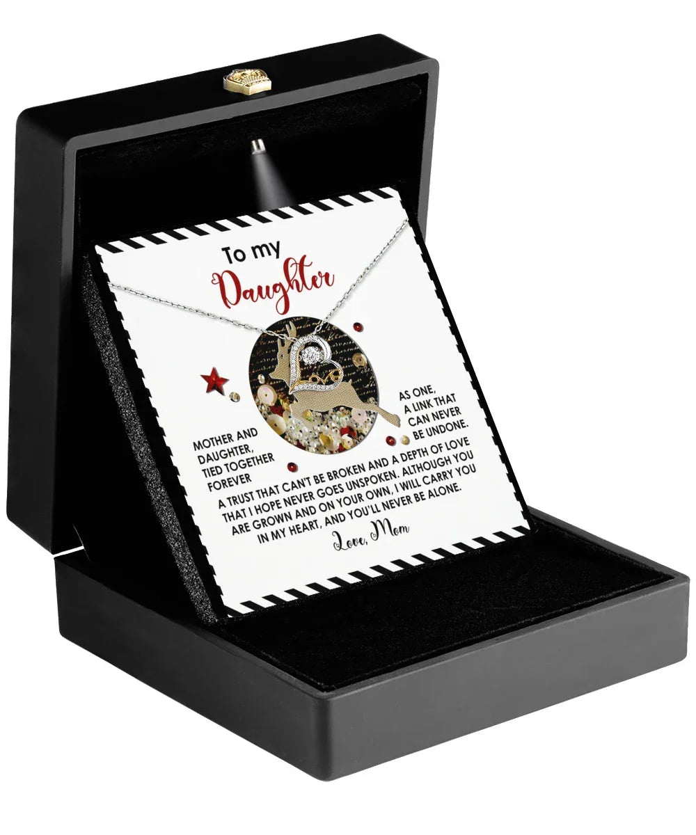 Gift for Daughter - Mother and Daughter Forever As One - Love Dancing Heart Pendant Necklace