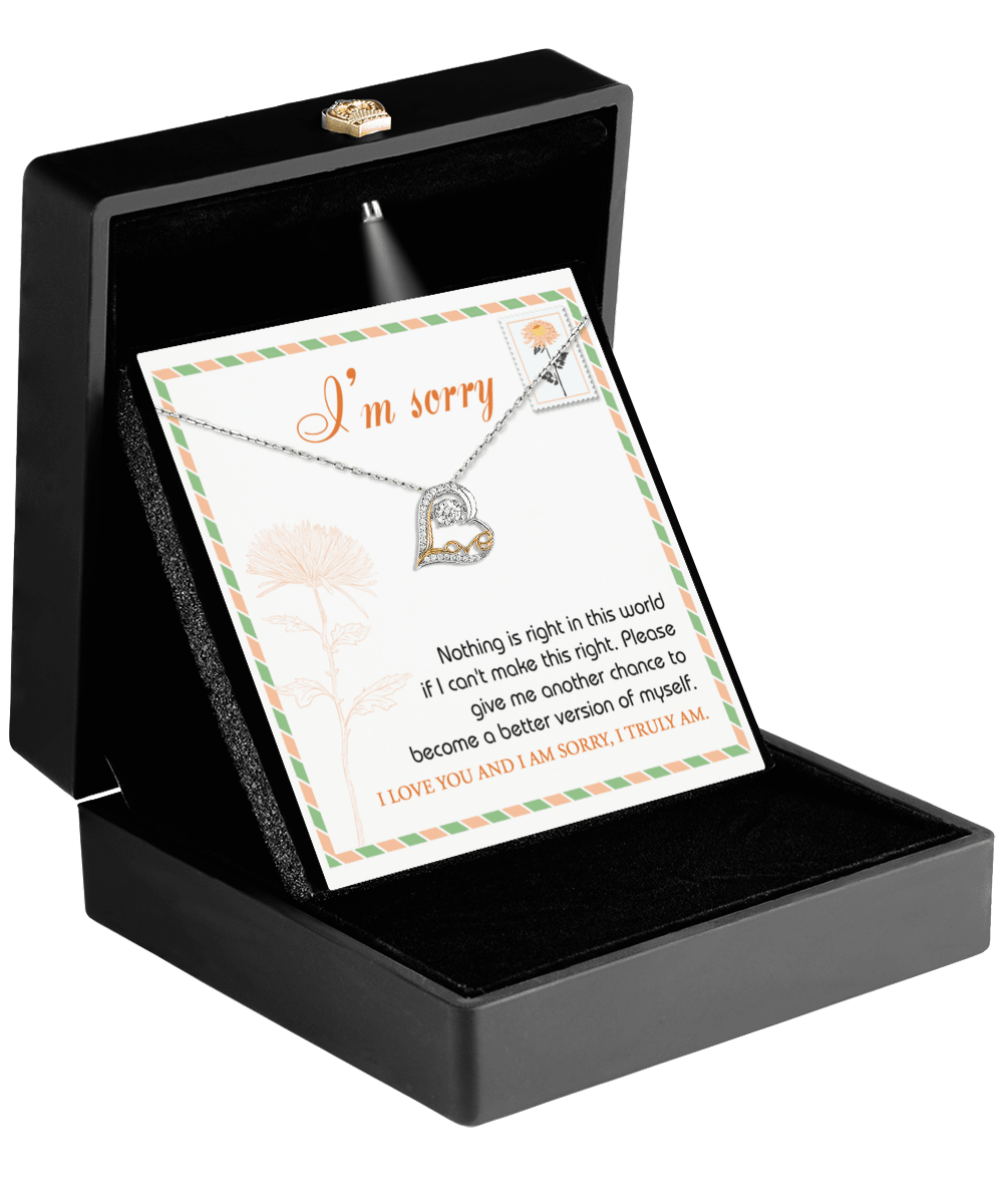 Apology Gift for Girlfriend, Wife, Soulmate - Sorry, Another Chance - Love Heart Pendant Necklace - Mallard Moon Gift Shop