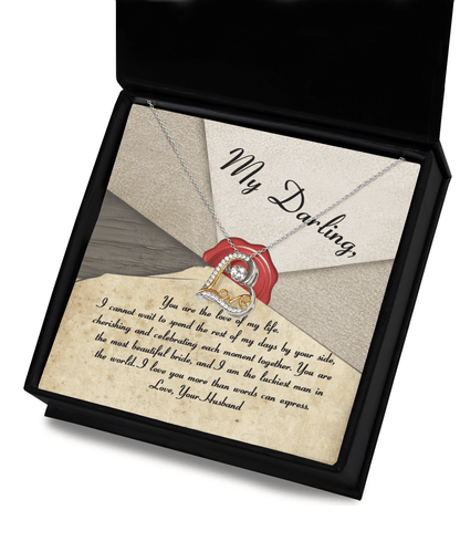 My Darling Bride Love of My Life Love Dancing Heart Pendant Necklace - Mallard Moon Gift Shop