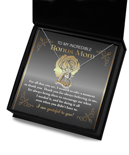 To My Incredible Bonus Mom Thank You for Believing in Me Love Heart Pendant Necklace - Mallard Moon Gift Shop