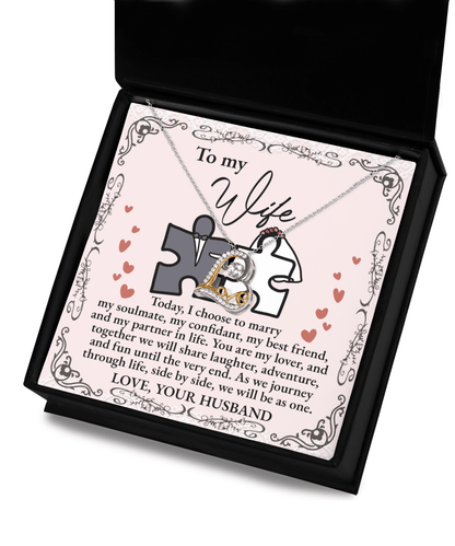 Wife Wedding Day Gift We Will Be As One Love Dancing Heart Pendant Necklace Bride Gift from Groom - Mallard Moon Gift Shop